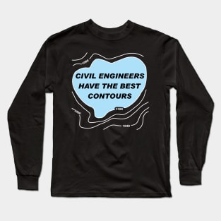 Civil Engineer Blue Contours White Lines Long Sleeve T-Shirt